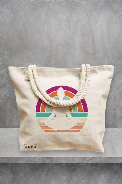 BEKZ Geanta de plaja Yoga 17, 40x51 cm, Crem, BEKZ®