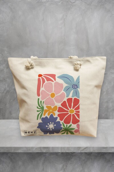 BEKZ Τσάντα Θαλάσσης Boho Style 15, 40x51 εκ., Κρεμ, BEKZ®