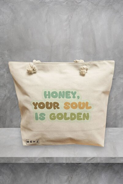 BEKZ Τσάντα θαλάσσης, μοντέλο Golden Soul, 40x51 εκ., Κρεμ, BEKZ®