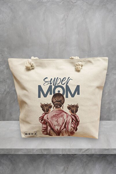 BEKZ Τσάντα Θαλάσσης, μοντέλο Super Mom of Girls, 40x51 εκ., Κρεμ, BEKZ®