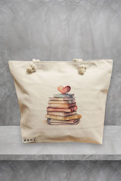 BEKZ Geanta de plaja, model Books 31, 40x51 cm, Crem, BEKZ®