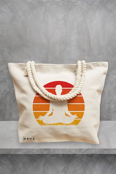 BEKZ Geanta de plaja Yoga 7, 40x51 cm, Crem, BEKZ®