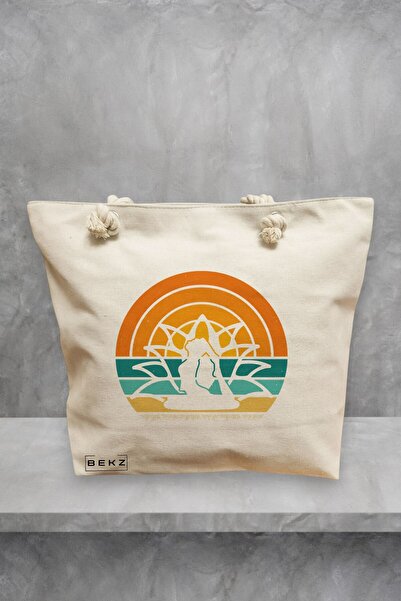 BEKZ Τσάντα Tote για την παραλία Yoga 15, 40x51 cm, Κρεμ, BEKZ®