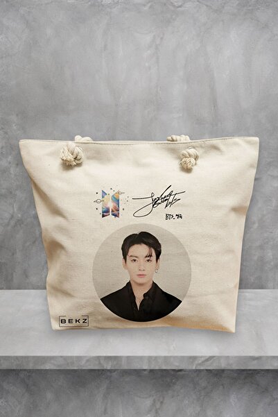 BEKZ Τσάντα θαλάσσης, μοντέλο BTS Jungkook, 40x51 εκ., Κρεμ, BEKZ®