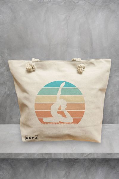 BEKZ Geanta de plaja Yoga 8, 40x51 cm, Crem, BEKZ®