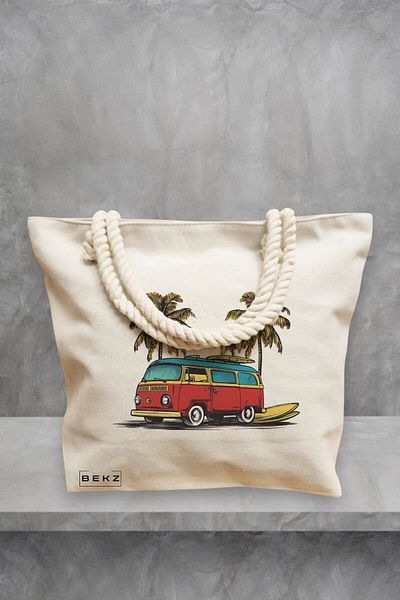 BEKZ Geanta de plaja, model Summer vibes 3, 40x51 cm, Crem, BEKZ®