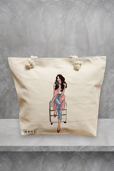 BEKZ Τσάντα θαλάσσης Travel Girl 3, 40x51 εκ., Κρεμ, BEKZ®