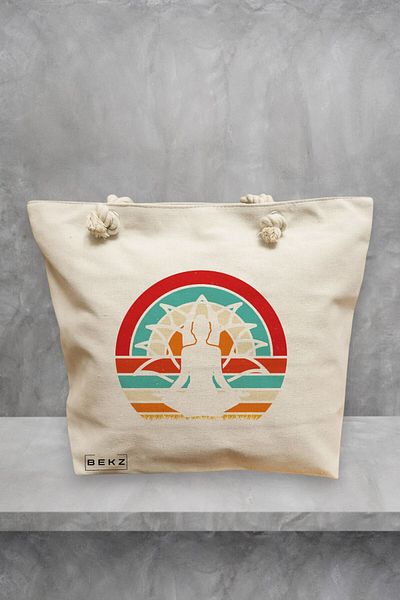 BEKZ Geanta de plaja Yoga 18, 40x51 cm, Crem, BEKZ®