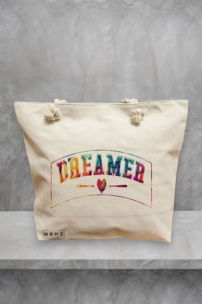 BEKZ Geanta de plaja, model Dreamer, 40x51 cm, Crem, BEKZ®
