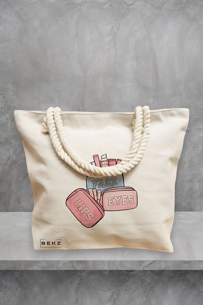 BEKZ Geanta de plaja Travel Girl 11, 40x51 cm, Crem, BEKZ®