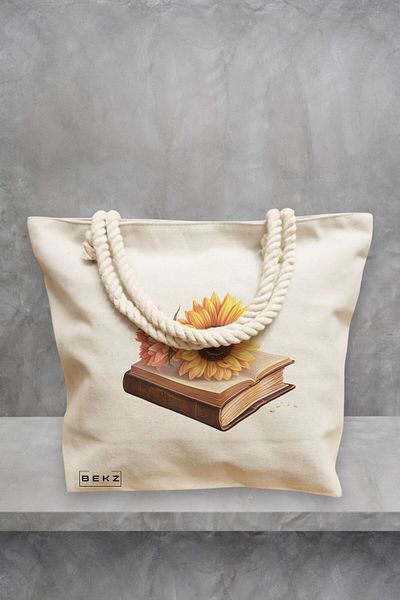 BEKZ Geanta de plaja, model Books 35, 40x51 cm, Crem, BEKZ®