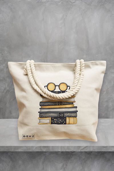 BEKZ Geanta de plaja, model Books 18, 40x51 cm, Crem, BEKZ®
