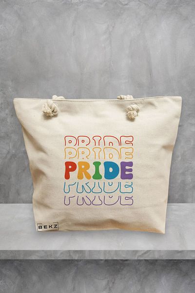 BEKZ Geanta de plaja, model Pride 2, 40x51 cm, Crem, BEKZ®