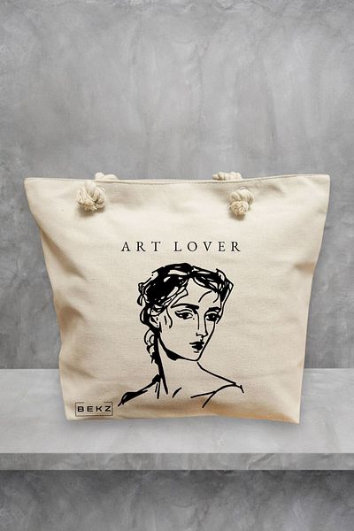 BEKZ Geanta de plaja, model Art Lover, 40x51 cm, Crem, BEKZ®