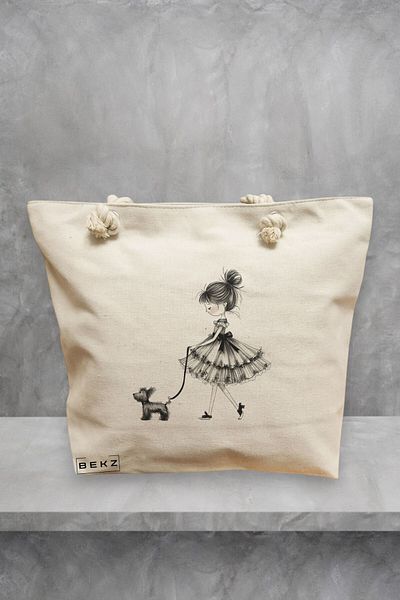 BEKZ Geanta de plaja, model Bow & Go 3, 40x51 cm, Crem, BEKZ®