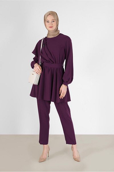 Alvina ASYMMETRIC CUT DOUBLE PANT WITH BELLY WAISTSET 42310