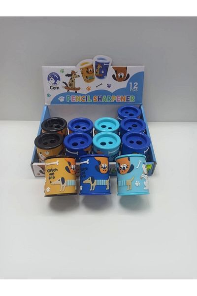 CEM KIRTASİYE Pencil Sharpener Double Headed Large Chamber Silicone Dog Pattern 1 Piece