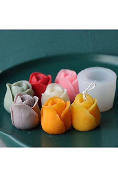 SCA CANDLE Gonca Gül 3 Lu Beyaz Renk Dekoratif Mum