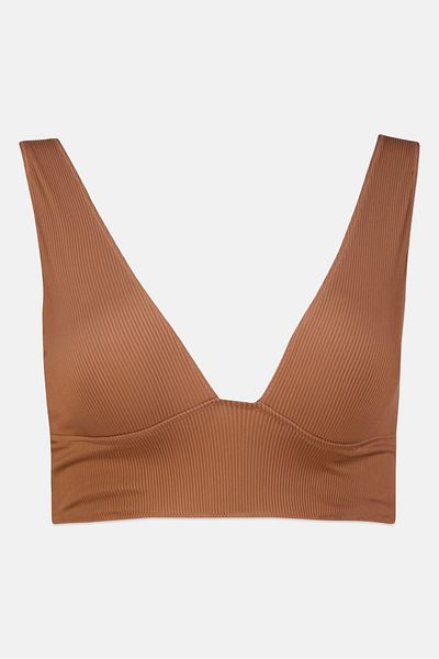We Are We Wear Women No Padded Plain Bikini Top, Brown