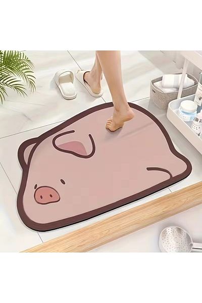 Bogadini Absorbent Bath Mat With Quick Drying And Alien Pattern Non-Slip Decorative
