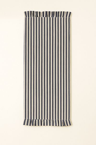 Mirilliahome Βολάν Navy Blue ριγέ λινό Runner 40x150 cm