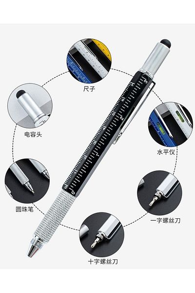 Bogadini 6 In 1 Multifunctional Pen With Ruler, Stylus Level And Screwdriver For Office