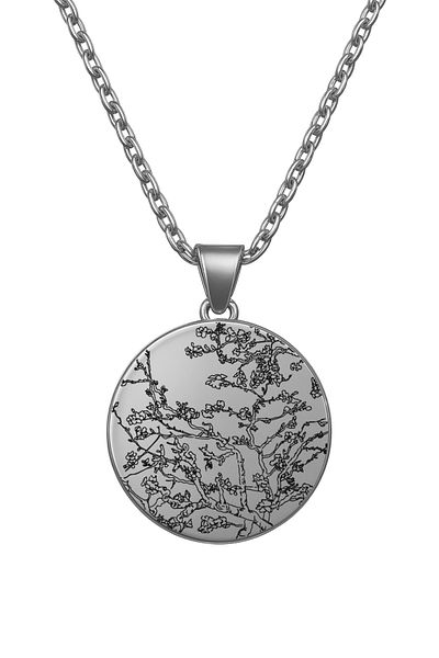 ArtinArt Almond Tree in Blossom (Almond Blossom)- Vincent Van Gogh |   316L Steel Necklace