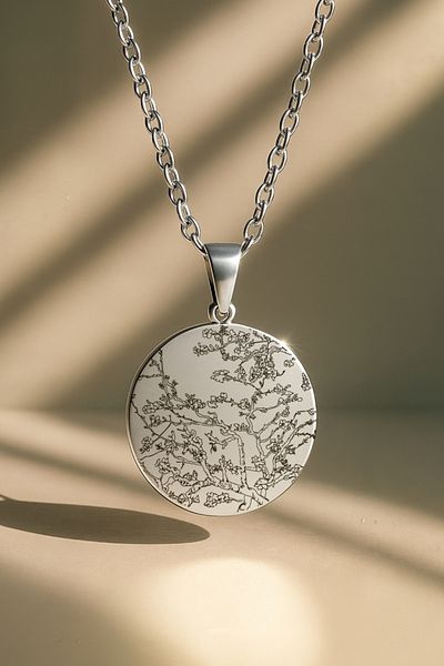 ArtinArt Almond Tree in Blossom (Almond Blossom)- Vincent Van Gogh |   316L Steel Necklace