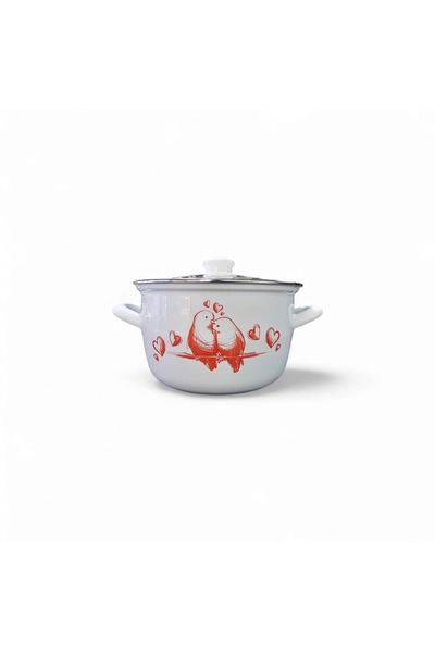 Emiva Home Bird Patterned 4 Liter Enamel Yogurt Pot