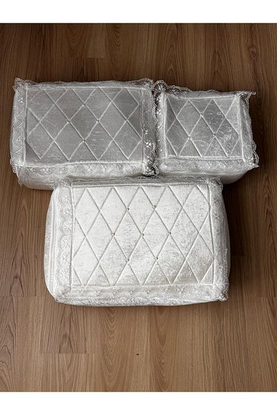 HAYRAN HOME Special Series Dowry Bag Velvet Pearl Embroidered 3-Piece Bundle Engagement Bride Groom Bag