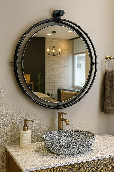 Mgs Ayna Tinatti Dekoratif Ayna Banyo Aynası Parlak Siyah Ayna