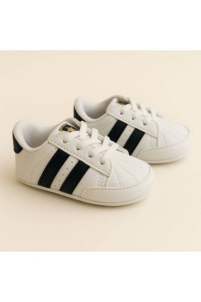 mia mia Black and White Sports Style Baby Booties Size 18-19