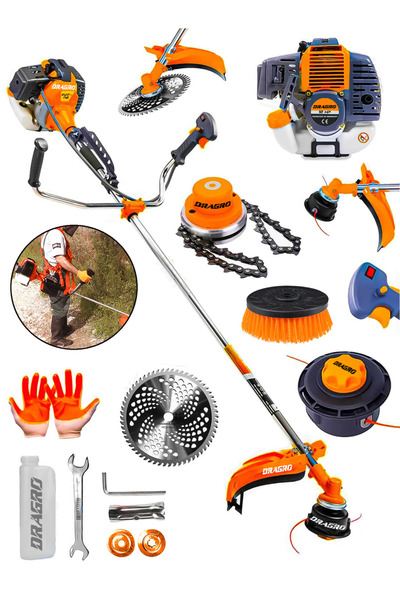 Dragro 4x4 2 Zamanlı Yan Tipi Benzinli Motorlu Ot Çalı Tırpanı Canavar Başlık...