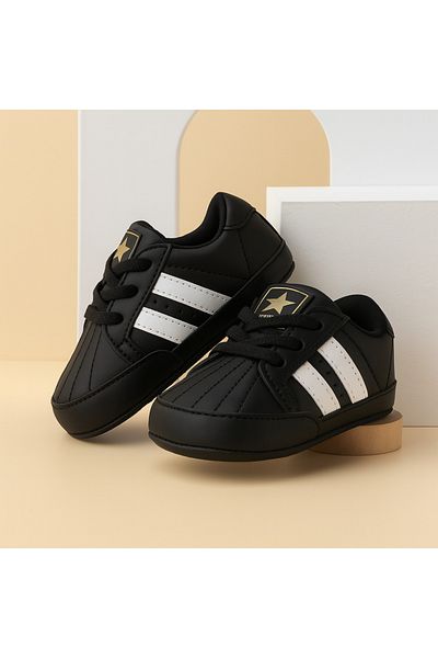 mia mia Black and White Sports Style Baby Booties Size 18-19