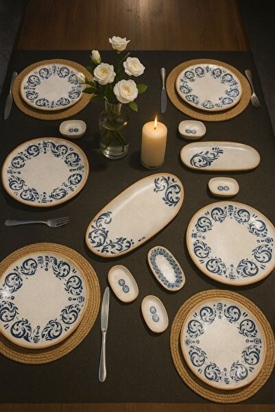 Bonna Porselen Viento Serisi 6 Kişilik 21 Parça Kahvaltı Takımı