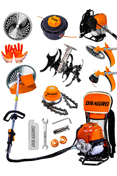 Dragro 4x4 2 Zamanlı Sırt Tipi Benzinli Motorlu Ot Çalı Tırpanı Çim Biçme Mak...