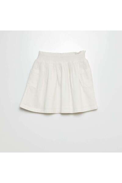 KIABI تنورة قصيرة على شكل حرف A باللون الأبيض