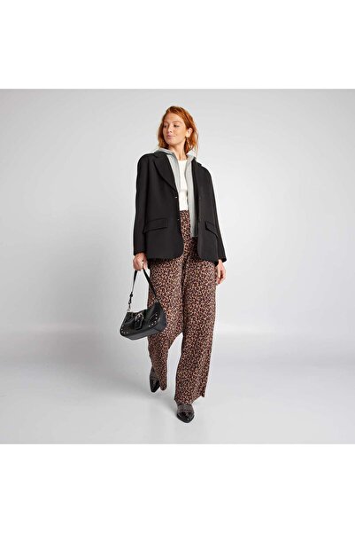 KIABI High-waisted wide-leg pleated trousers BROWN