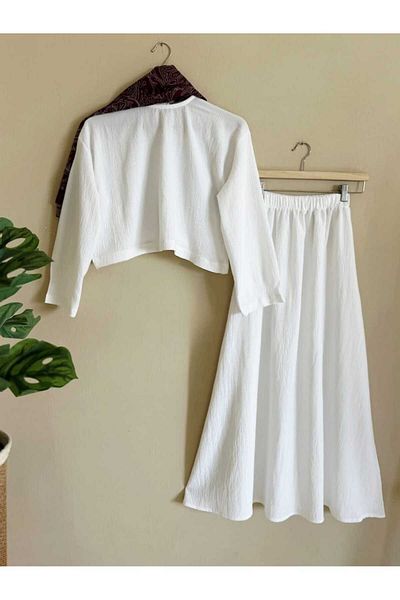 ENDAMIM Crop Skirt Suit