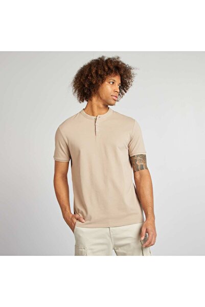 KIABI PiquÃ© polo shirt with mandarin collar BEIGE