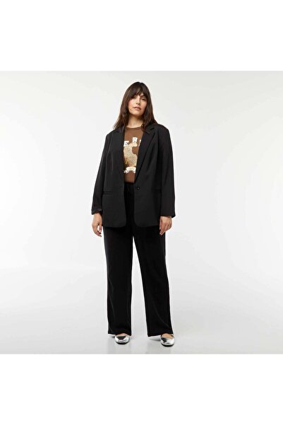 KIABI Straight-leg trousers with elasticated waist + ties BLACK