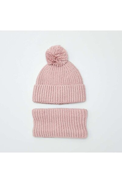 KIABI Double fleece hat + snood set PINK