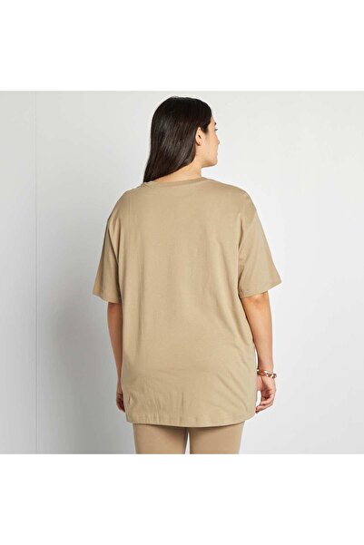 KIABI Plain short-sleeved jersey T-shirt KHAKI