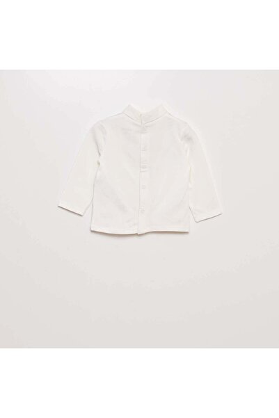 KIABI Lightweight jersey polo neck sweater with bouclÃ© knit design WHITE