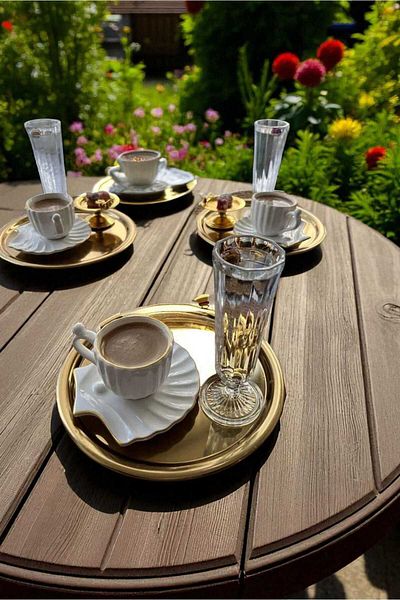 ariana sytle 6-Person 12-Piece Pearl Turkish Coffee Cup Set