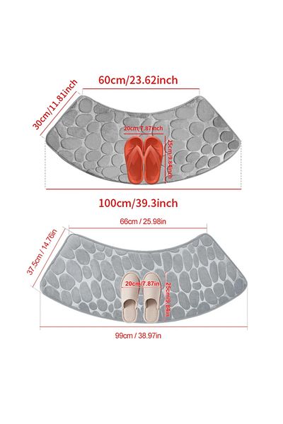 Bogadini Covoras Baie Evantai 100x40 Cm Antiderapant Absorbant Lavabil Gri