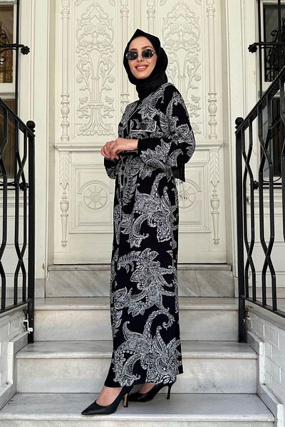 FUAT GÜRSEN Dress with Long Innerwear in Ethnic Pattern