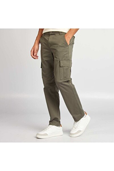 KIABI Straight-cut multi-pocket trousers KHAKI