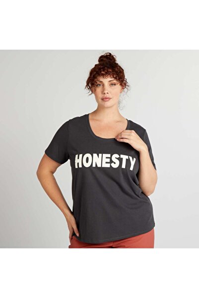 KIABI Printed cotton T-shirt BLACK