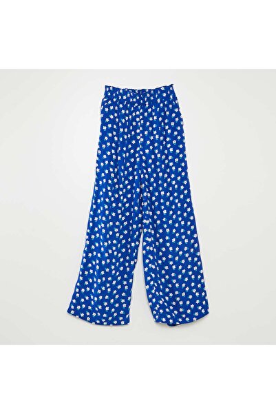 KIABI Patterned wide-leg trousers BLUE